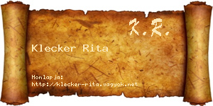 Klecker Rita névjegykártya