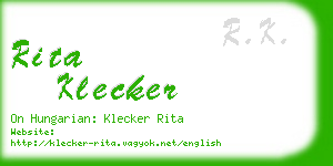rita klecker business card
